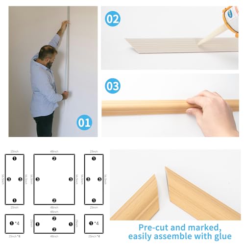 Art3d Pre-Cut Wall Molding Set of 6 pcs, 3 Top 3 Bottom, Oak - color: Oak: Style 1