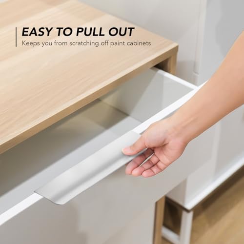 Brushed Nickel Cabinet Handles Finger Edge Pulls 5.9 Inch CC 10 Pack - color: Silver, size: 150mm/5.9" Overall Length