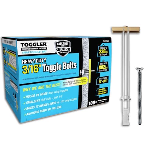 TOGGLER SNAPTOGGLE Toggle Bolt 3/16-24 UNC, 100 Pack, Flat Head - size: 3/16 w/ Flat Head Bolts