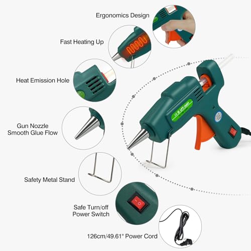 SHJADE Hot Glue Gun with 30 Glue Sticks, 20W Mini Hot Melt Gun Kit(Green) - color: Green