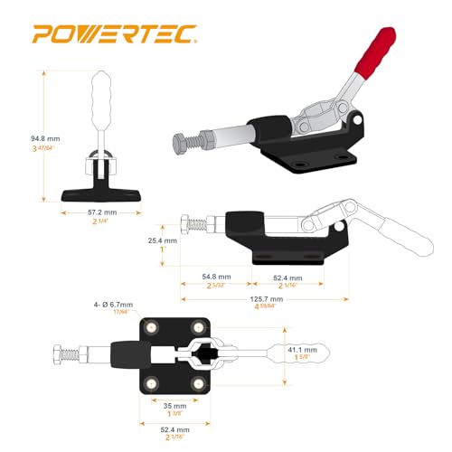 POWERTEC Push Pull Toggle Clamp, 500lbs Holding Capacity, 305CM Quick Release Push Pull lever Clamp, Stroke Clamp for Welding, Woodworking Jigs and Fixtures, Pocket Hole Jigs, CNC (20318) - size: 305CM, 1PK