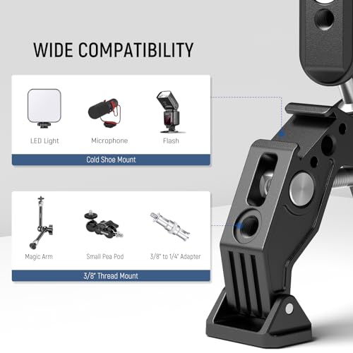 NEEWER Double Super Clamp Camera Mount with Magic Arm, Cold Shoes - style: UA036