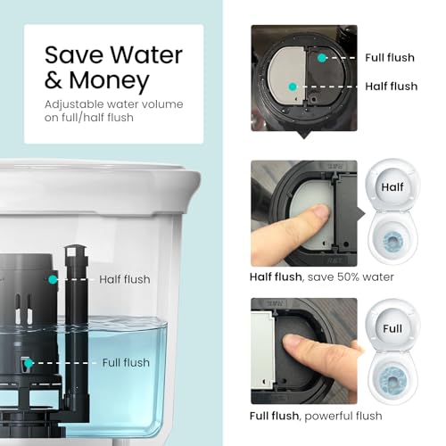 R&T 3-Inch Dual Flush Valve with Top Push Button Toilet Repair Kit Inside Tank dual flush valve replacement kit for 2-piece Toilet, Quick Fix Toilet Leaking, Running Water and Ghost Flush A2422M - color: 3-Inch Drain Outlet