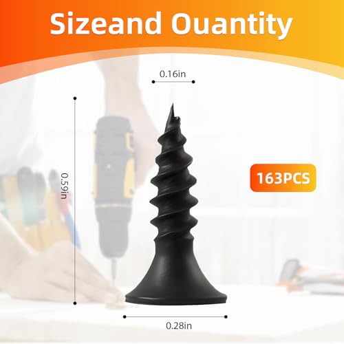 Black Wood Screws 163PCS #6x1/2 Flat Head Self-Tapping - color: Black 163 pcs