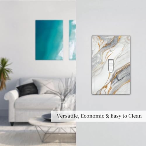 White Gray Gold Marble Light Switch Cover Decorative Wall Plate - color: 1 Gang Single Toggle