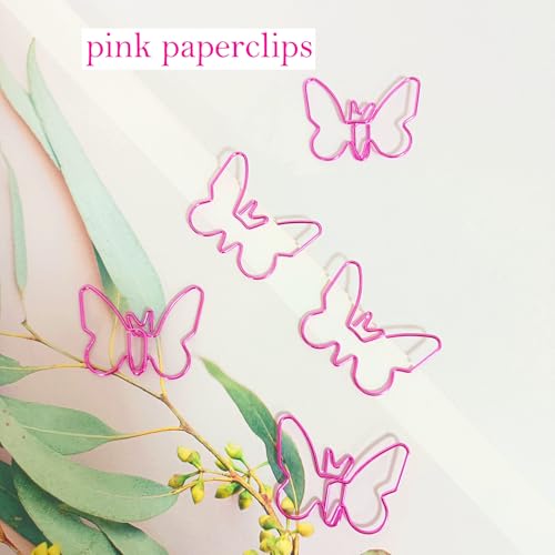 Cute Paper Clips, Butterfly Paperclips, Smooth Metal Paper Clips for File Organization or Decoration - Perfect for Home, Office, School.40 Pcs/Box, Pink, Blue, Gold, Rose Gold - style: Butterfly