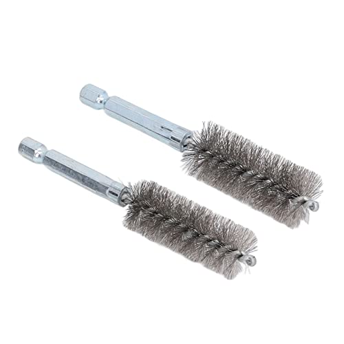 Walfront 6PCS Hole Cleaning Brushes Bore Brush Twisted Wire Cleaning Brush Power Drill Wire Brush 1/4in Hex Shank Steel Wire Silver - size: Steel Wire (Silver)