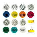1inch 25mm Mini Diamond Polishing Pad 16Pcs/Set, 7 Different Grit 50#-3000# Water Sanding Discs & 2.3mm 3mm Shank Hook & Loop Backing Holder for Detail Fine Grinding - style: 2.3mm 3mm Shank 7Grit