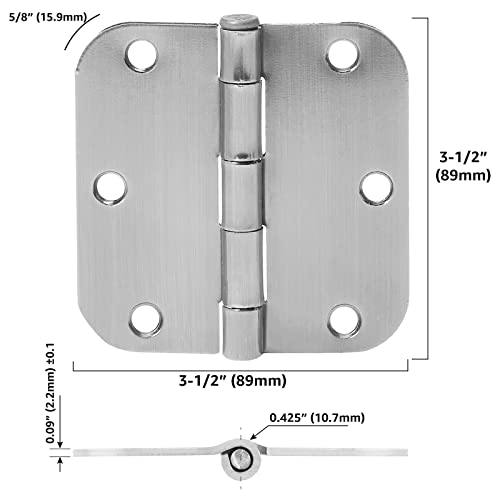 Amazon Basics Rounded Interior Door Hinges with Screws, 3.5" x 3.5", Satin Nickel, Curved Corners, 18-Pack - color: Satin Nickel, size: 18 Pack