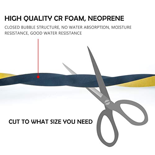 Neoprene Weather Stripping 2-Pack, 1/2 Inch Wide X 1/4 Inch Thick, High Density Foam Tape for Doors & Windows Insulation (26 Feet Total, 13 Feet/Roll) - size: 1/2in * 1/4in * 26FT