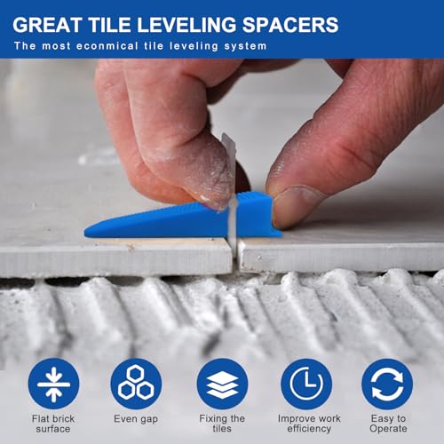 Tile Leveling System 1/16" Spacers Tile Leveler clips 2000pcs DIY Tile Leveling Spacers Tile Leveling System for Professional Ceramic and Stone Installation - size: 1/16" 2000pcs tile leveling system