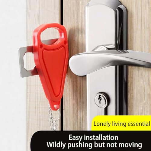 Portable Door Lock Easy to Install Without Drilling Home Security Door Lock Travel Lockdown Locks Perfect for Traveling Home Hotel Apartment College for Additional Safety and Privacy (Red) - color: Red