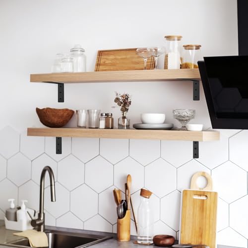 6 Pack Heavy Duty Floating Shelf Brackets, Black Metal L Wall Brackets, DIY Industrial Shelf Brackets - L 6" x H 4" x W 1.6" ( 1/5 Inch Thicked ) - size: 6"×4"
