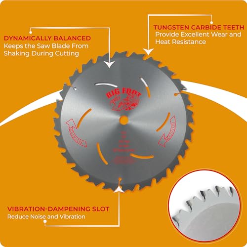 Big Foot 10 1/4 Circular Saw Blade 36 Tooth Carbide Tipped Circular Saw Blade - 10-1/4" Diameter - 5/8" Arbor