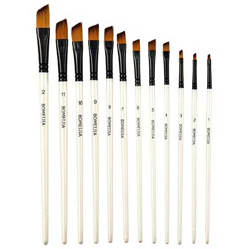 GETHPEN Angular Paint Brushes Set, Angled Paint Brush for Acrylic, 12PCS - style: Angular