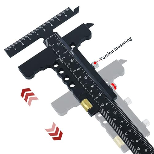 Fine Tuning T Shaped Woodworking Ruler, Aluminum Alloy Marking Gauge Scribing Tool for Precision Woodworking