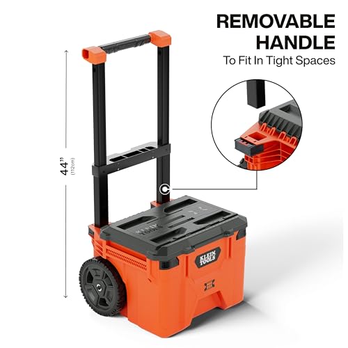 Klein Tools 54100MBX MODbox Rolling Tool Box, Heavy Duty Portable Tool Organizer with Side Mounting, 10-Inch Rubber Wheels, Removable Handle, Deep Stackable Set - size: Rolling
