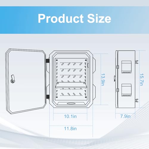 Outdoor Electrical Box with Thermostat and Fan, Cold-Rolled Steel Plate, Aluminum Alloy Back Beam, One-Piece Ventilation Design, IP65 Waterproof, Wall/Pole Mounted. (15.7" x 11.8" x 7.9") - size: 15.7" x 11.8" x 7.9"