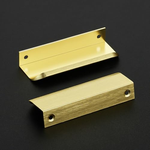 Ravinte Hardware Gold Cabinet Handles Finger Edge Pulls 4 Inch CC 10 Pack - color: Gold, size: 102mm/4" Overall Length