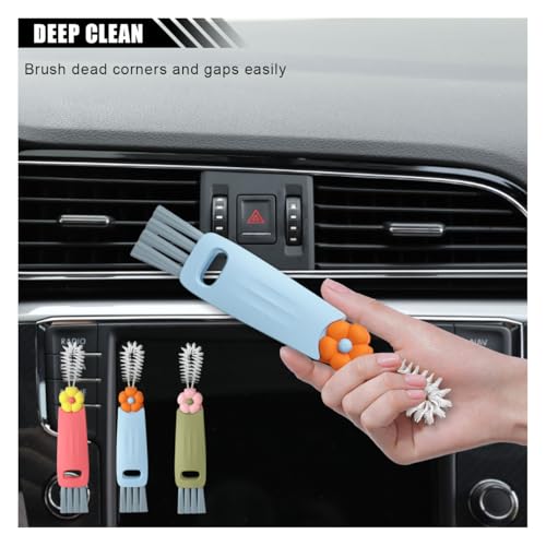 JOYCOURT 3 in 1 Cup Lid Cleaning Brush Set, Multifunctional Bottle Gap Crevice Cleaner Brush, Portable Cup Mouth Scrubber Tools for Bottle Tight Spaces (6PCS) - size: 6PCS