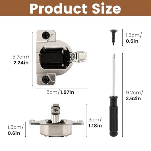 8 Pack Cabinet Hinges Compatible with Blum 30.310-11.02, 110 Degree Screw On Compact 33, Self Quick Closing Door Hinges Include Screwdriver and 16 Wood Screws, No Mounting Plate