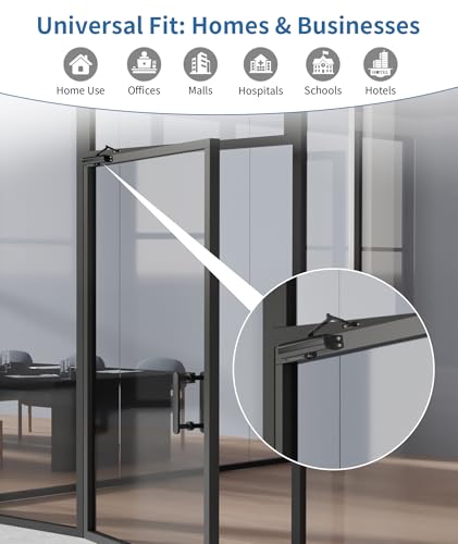 Heavy Duty Commercial Door Closer Large Size, LetBlack Finish, Self-Closing Mechanism with Hold Open - size: Large, style: JetBlack