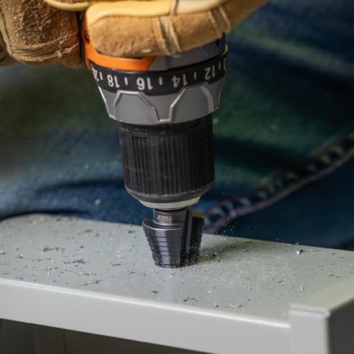 Klein Tools KTSB11 Step Drill Bit #11 Double-Fluted 7/8 to 1-1/8-Inch with Easy-to-Read Markings and Targets, 3/8-Inch Hex Shank - size: 7/8 to 1-1/8-Inch, style: Standard