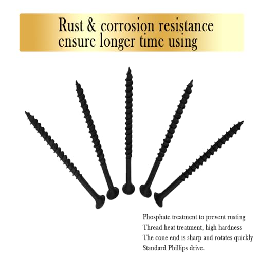 Coarse Thread Drywall Screw, #8 x 2-3/4", Black Phosphate Coated, Bugle Head Phillips Drive, Fast Self Tapping, Sharp Point, Ideal Screw for Drywall Sheetrock, Wood, and More, 35 Pieces - size: #8 x 2-3/4-Inch