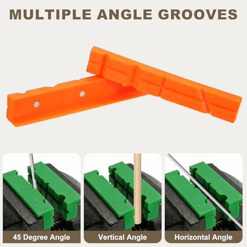 HARFINGTON 2 Set Vise Jaw Pads 6" Rubber V-Shape Magnetic Vise Soft Jaws Standard Anti-Scratches Vice Covers Tools for DIY Making Woodworking Clamping Plumbing, Orange - size: 6"