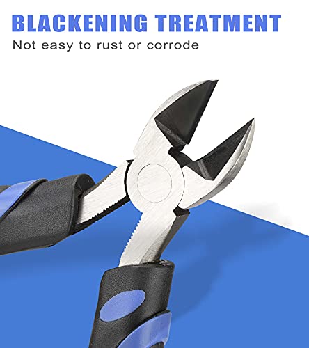 URASISTO 6-Inch Side-Cutting Pliers Diagonal Pliers with heavy Duty Nickel Chromium Steel Construction - size: 6" Diagonal Cutting Pliers