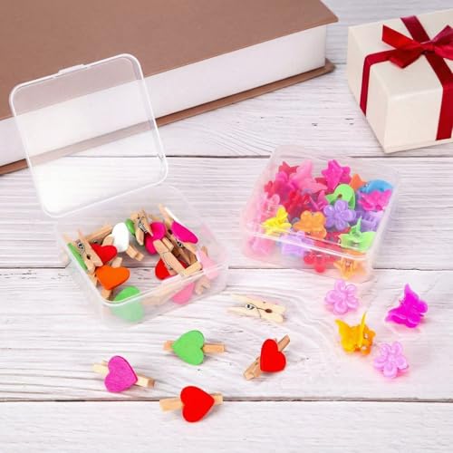 24 Packs Small Clear Plastic Beads Storage Containers Box with Hinged Lid for Storage of Small Items, Crafts, Jewelry, Hardware(3.3 x 3.3 x 1.2 Inches) - size: 3.3 x 3.3 x 1.2 in