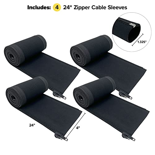 Zipper Cable Sleeve by Wrap-It Storage - 24" x 4" (4-Pack) Black - size: 24in (4-Pack)
