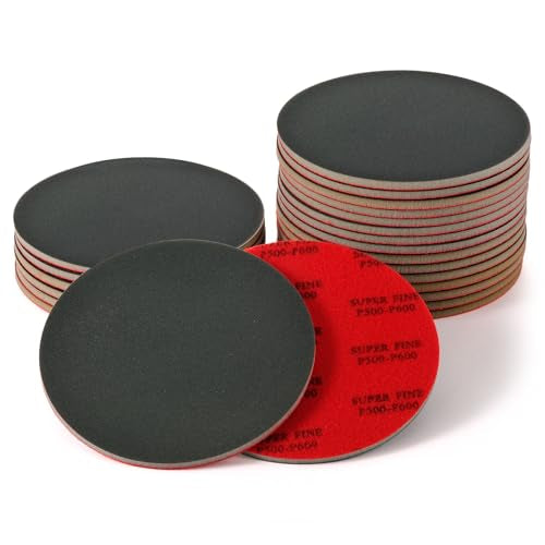MAXMAN Foam Sanding Pads, 5" Bowling Sanding Pads, 500-600 Grit for Auto | 18pcs Sanding Sponge Set, Reusable Wet Dry Sandpaper Block, for Random Orbital Sander, Wood, Metal, Drywall & Curved Surfaces - size: 5 inch, style: 500-600 Grit