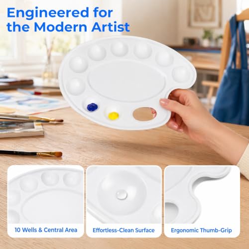 Hulameda 4Pack Paint Tray Palettes with Thumb Hole for Kids - color: 4pcs