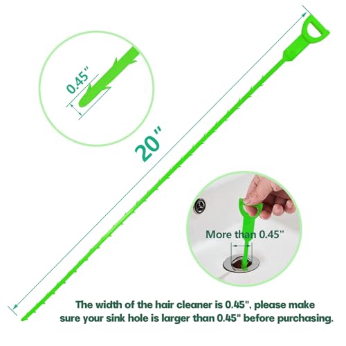 Drain Snake Hair Drain Clog Remover - 3 Pack Shower Sink Unclogger Tool - color: Green, style: 3 Pack