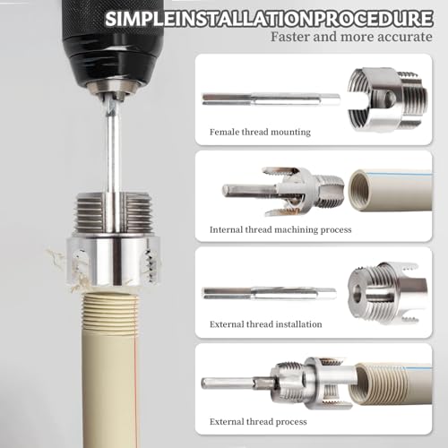 3Pcs PVC Pipe Threader Kit, 1/2, 3/4 and 1 Inch Pipe Thread Cutting Tool