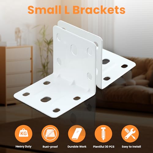 Alise 10 Pack White 2x2in L Brackets Heavy Duty Metal for Wood Furniture - color: White, size: (10P) 2X2 inch