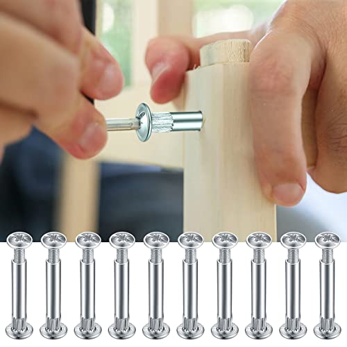 Furniture Joint Bolt & Sleeve Cap Nuts, 130 Pcs Furniture Connectors with Binding Barrels, Cabinet Panel Connectors with Philips Head for Wood Cupboard Bed