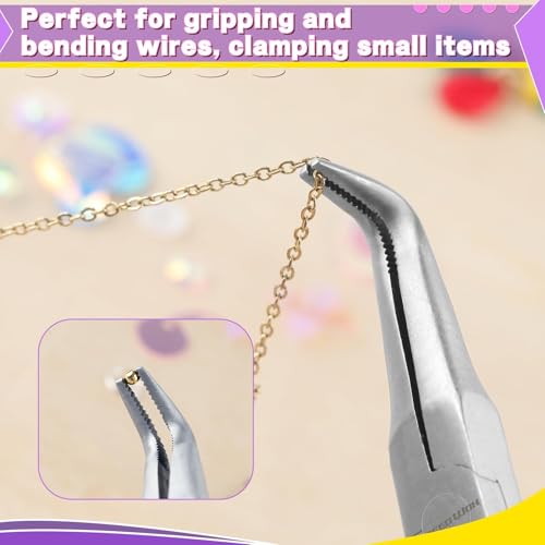 SPEEDWOX Mini Bent Long Nose Pliers, Thin Jaw for Jewelry Craft & Beading - style: Bent Needle Nose Pliers