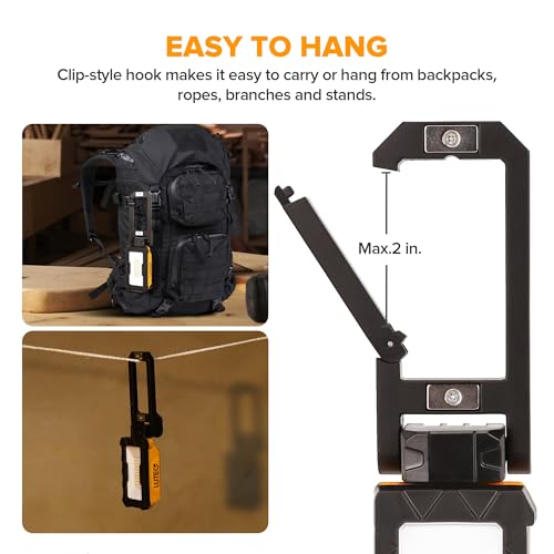 LUTEC Rechargeable Work Light, 1000 Lumens LED Magnetic Light with Magnetic Base and Hanging Hook，360°Rotate and 200°Swivel for Car Repair, Emergency and Camping-2 Pack (Orange)