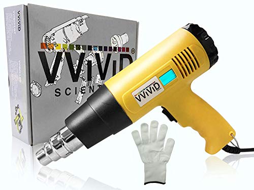 VViViD Professional Heat Gun Multi-Purpose Household Tool Including Precision Nozzle, Digital Temperature Readout and Heat-Proof Applicator Glove