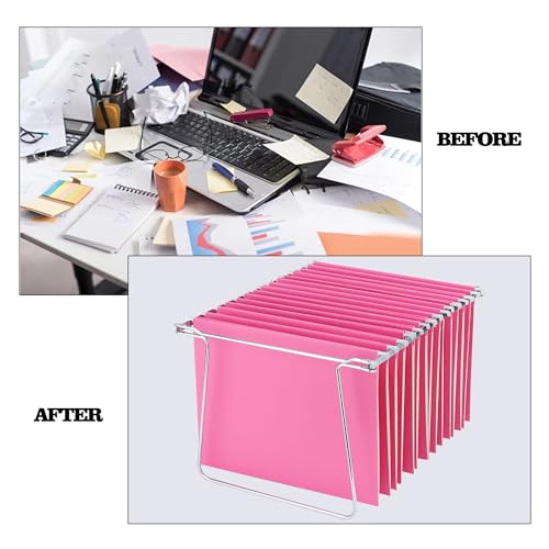VZCPYTPM 4 Pack Hanging File Folder Frames, Heavy Duty Steel Hanging File Organizer, File Cabinet Rails, Adjustable 11 to 17.4 Inches, Suitable for File Cabinets, Storage File Boxes - style: 4Pack