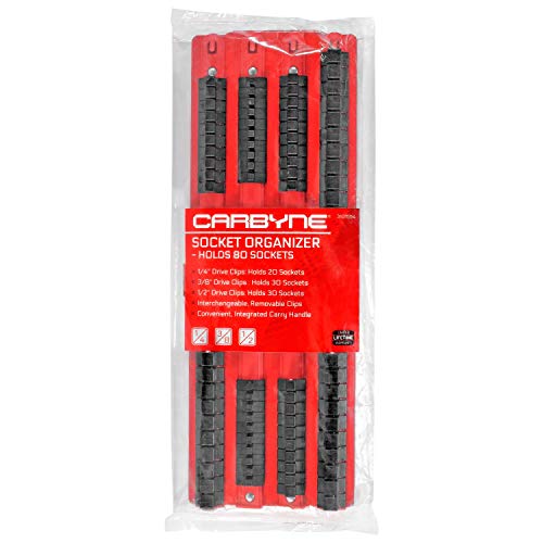 Carbyne 80-Piece Socket Organizer Tray, Heavy Duty Socket Rail
