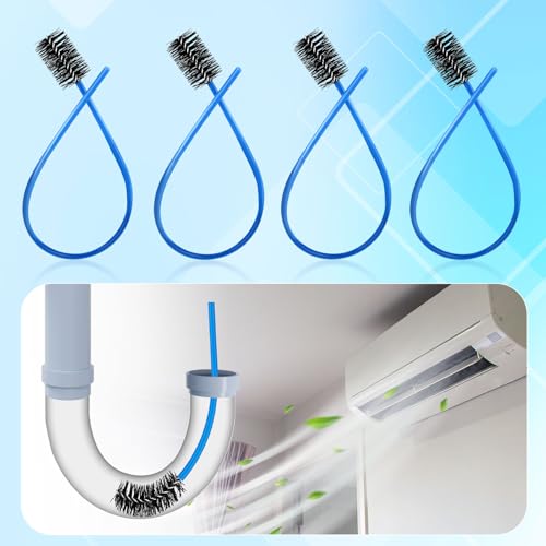 4pcs Condensate Trap Flexible Drain Brush, 16 Inch Nylon Condensate Pipe Drain Cleaning Brush Flexible Drain Tube Brush with Soft Brush Head for Dirt Clean Condensate Traps Clean
