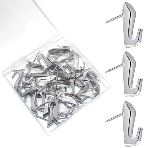 30 PCS Picture Hanging Nails Thumb Tacks for Wall Hangings, Heavy Duty Push Pins Wall Hooks for Drywall Cork Board, Picture Hanging Kit with Nails High Heel Silver - style: High heel silver 30