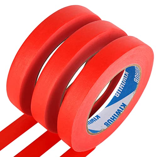 Red Painters Tape,0.7" x 60 Yards x 3 Rolls (180 Yards Total) - color: Red, size: 0.7", 60 yards