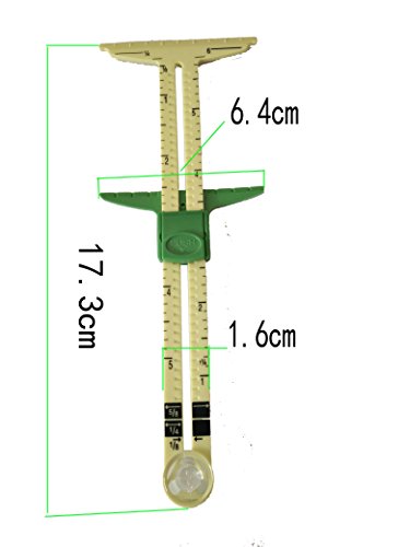 HONEYSEW 5-in-1 Sliding Gauge Measuring Sewing Ruler Tool for Sewing,Crafting, Marking Button Holes,Hem Gauge, Circle Compass, T Gauge (2pcs Sliding Guage only)