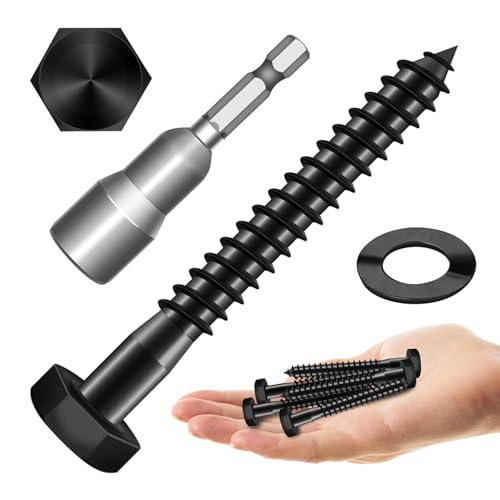 (40Sets) 1/4" x 2-1/2" Hex Head Lag Bolts, Heavy Duty Lag Screws with Washers, 304 Stainless Steel Bolts 18-8, Lag Screws Wood Screws, Partial Thread Black Oxide, 1/4 Bolt by Mywish - size: 1/4 x 2-1/2" (40 set)