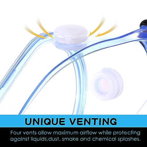 Yunsailing Protective Safety Goggles Lab Over Glasses Clear Anti Fog Eye Protection Goggles for Men Women - color: Clear Blue, Black