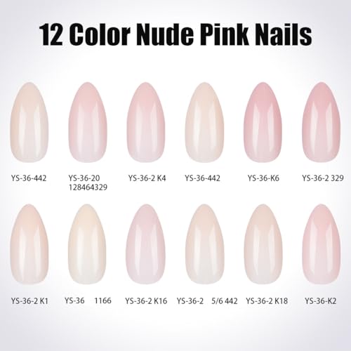 288Pcs Almond Press on Nails Medium Fake Nails 10 Color Nude False Nails Full Cover Acrylic Stick on Nails Nude Nail Press ons Handmade Full Cover Acrylic Glue on Nail for Women Manicure 10 Packs - color: Style 18